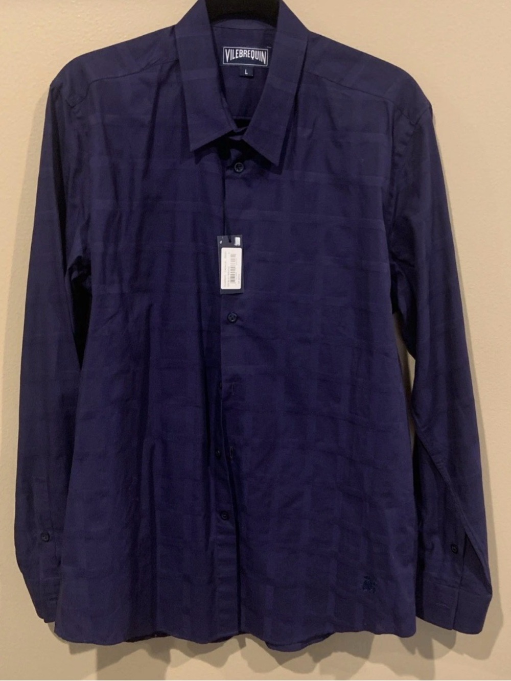 Vilebrequin Light Cotton Voile Shirt Large L Caracal Marine Blue RRP $250